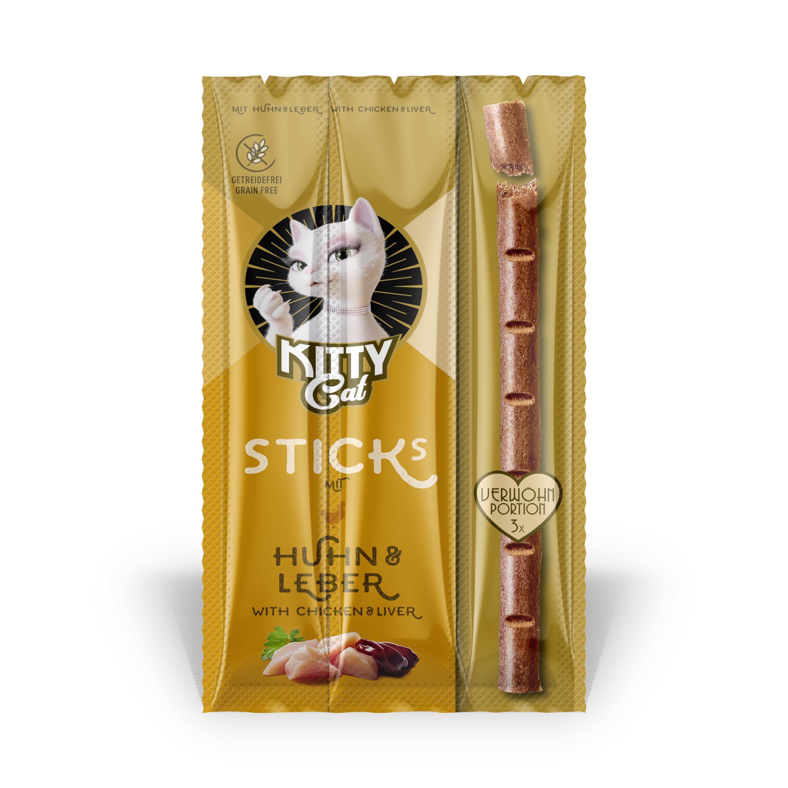 KITTY Cat Sticks Huhn & Leber Leckerlis 24x15 g zuckerfrei