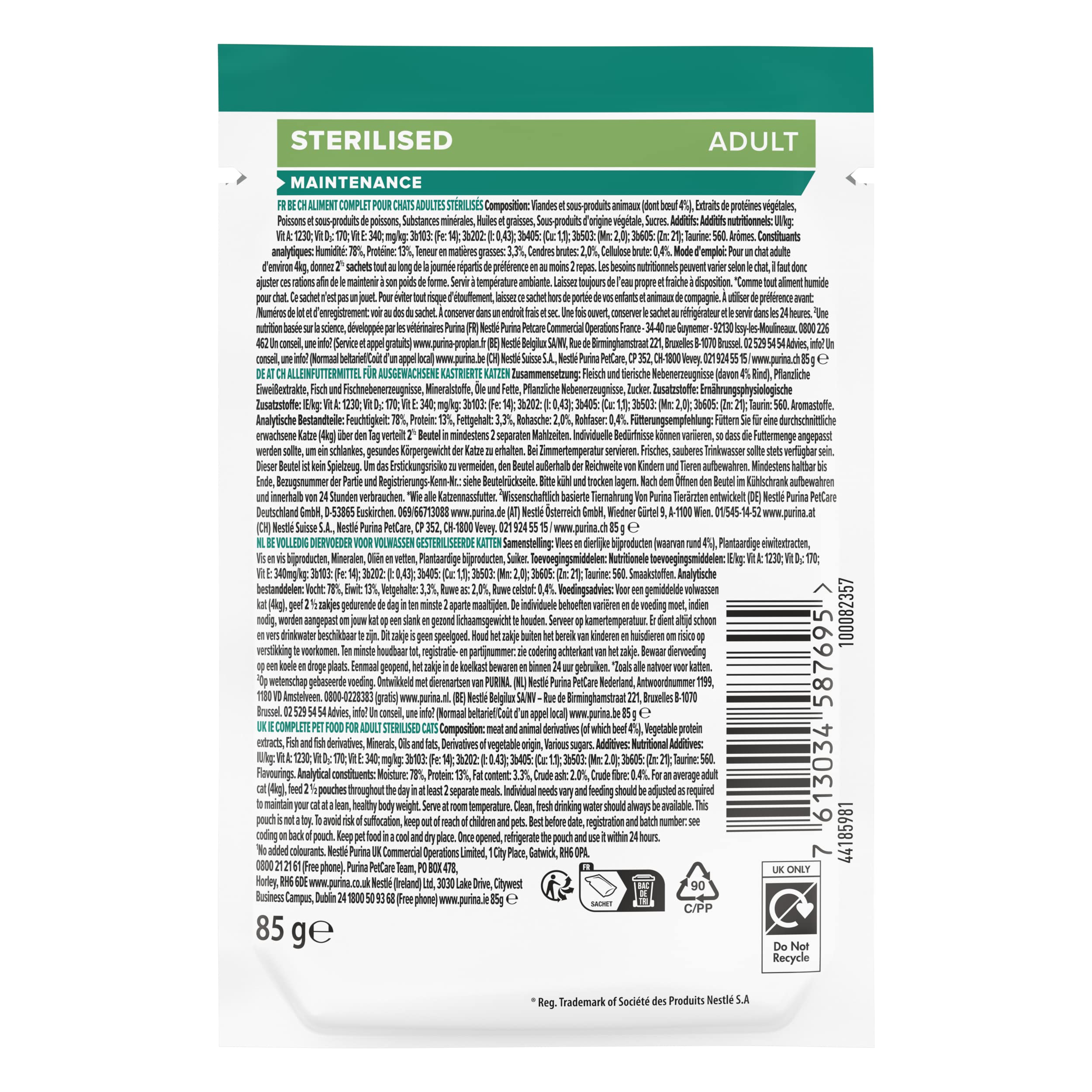 Purina Pro Plan Sterilised Nutrisavour Nassfutter Rind 24x85g