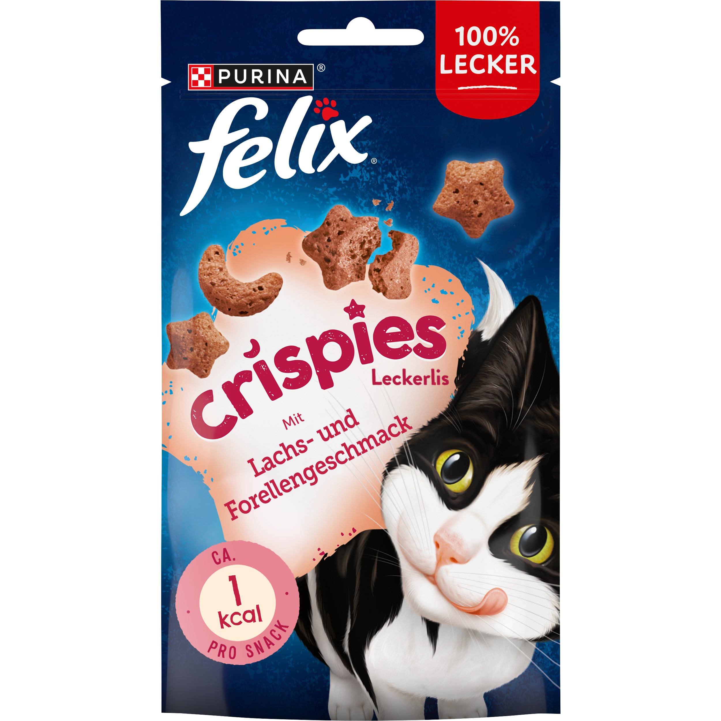 FELIX Crispies Lachs-Forelle Katzensnack 8x45g knusprig