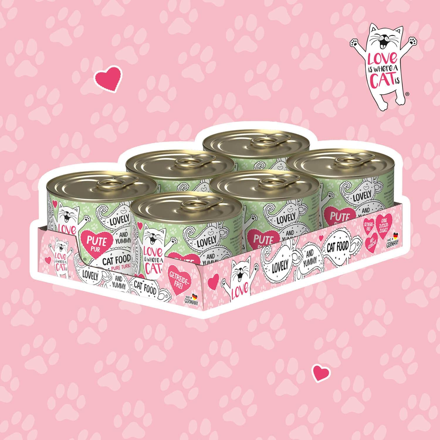 Love is where a cat is Nassfutter Pute 6x200g