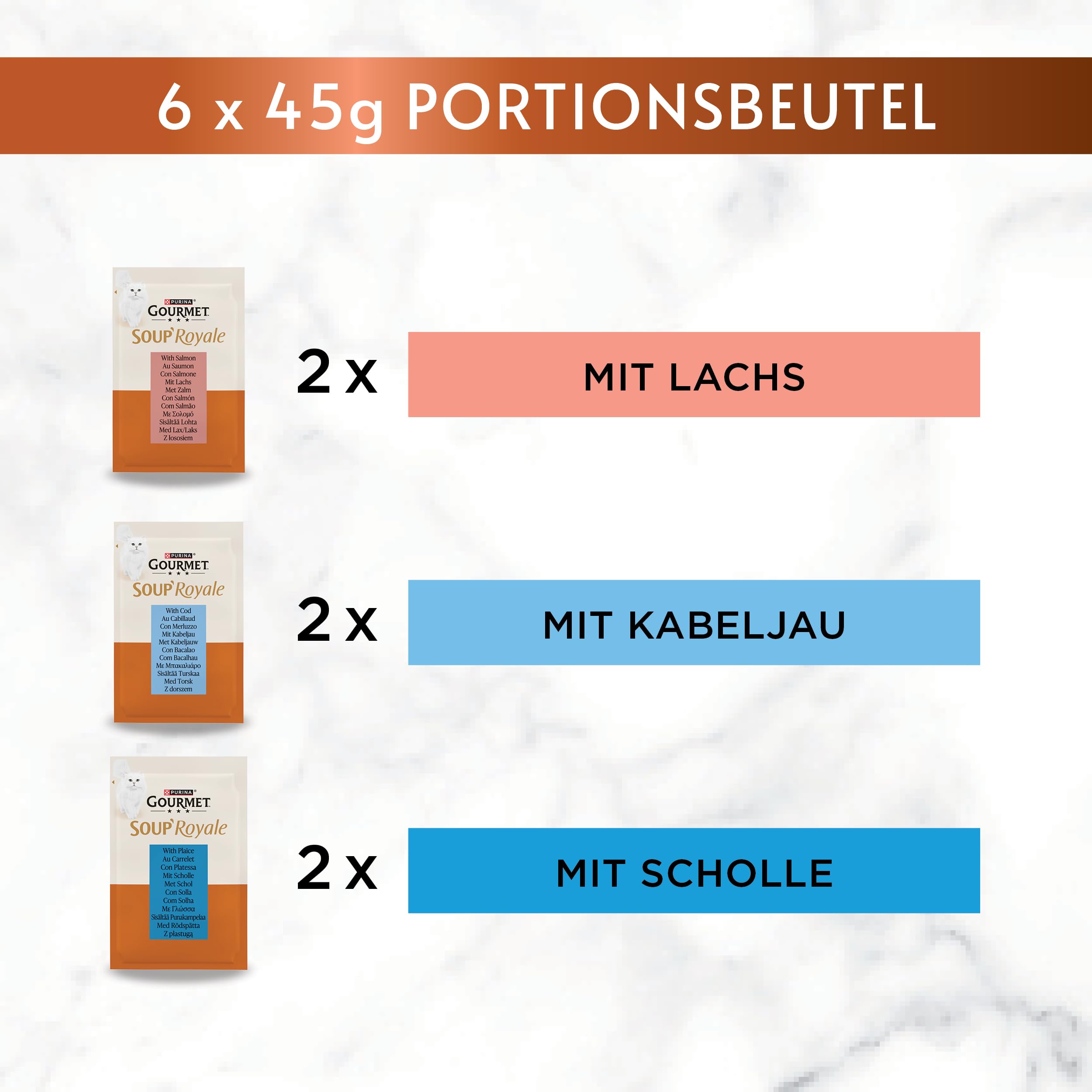 Gourmet Perle Soup Royale Katzensuppe Lachs 24x45g