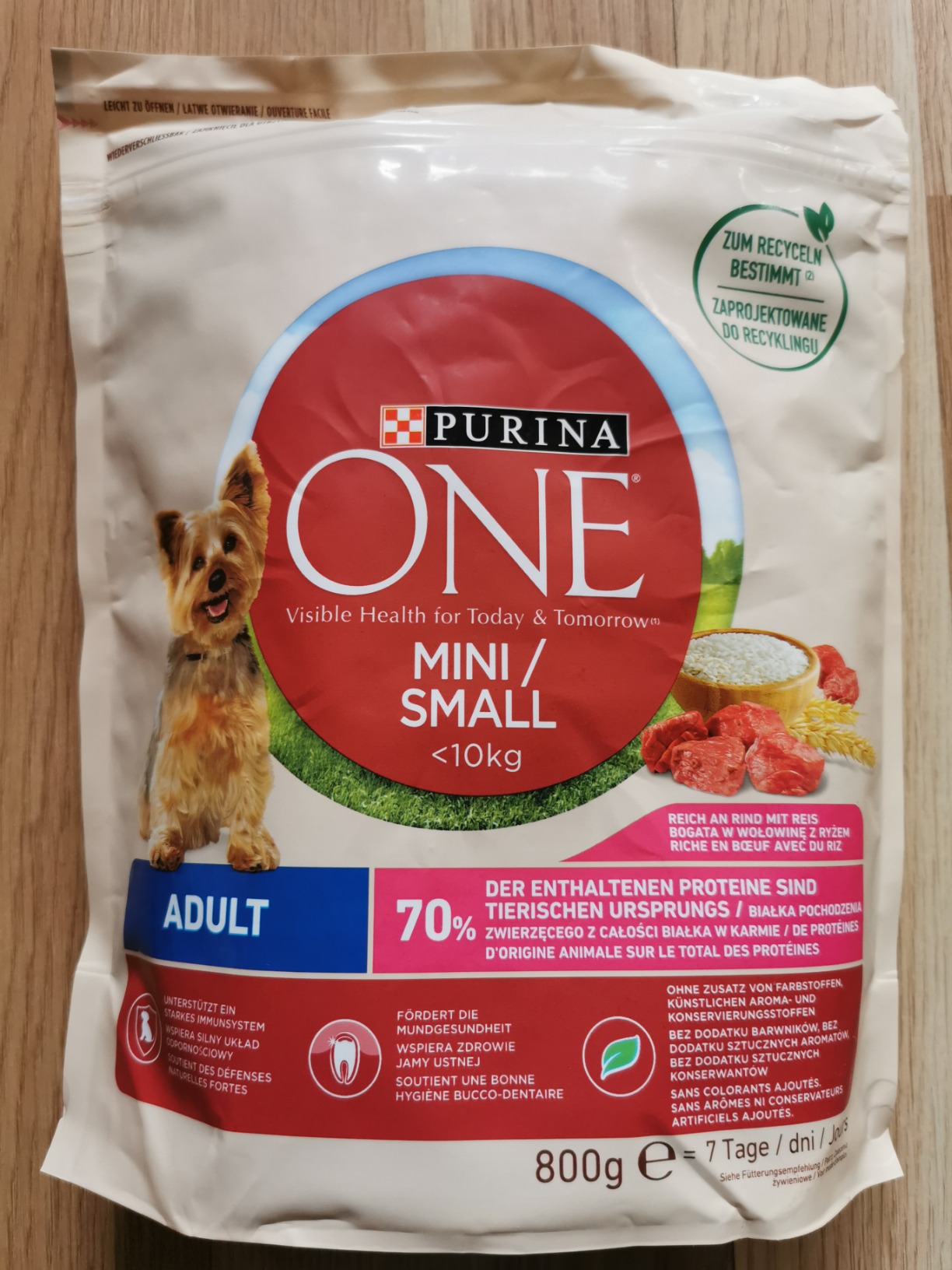Purina One Mini Small Adult Trockenfutter Rind 8x800 g