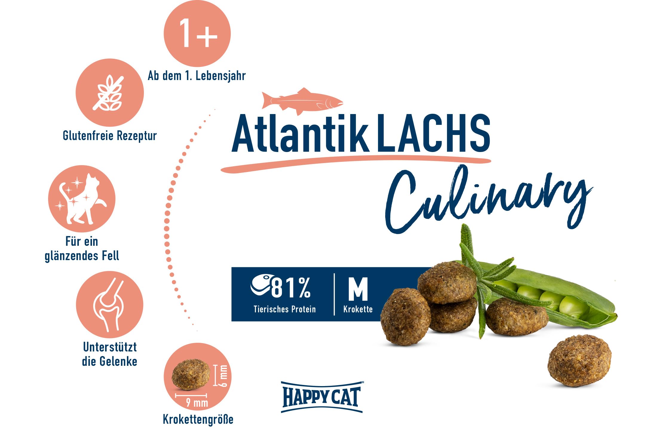 Happy Cat Culinary Adult Atlantik-Lachs Trockenfutter 4 kg