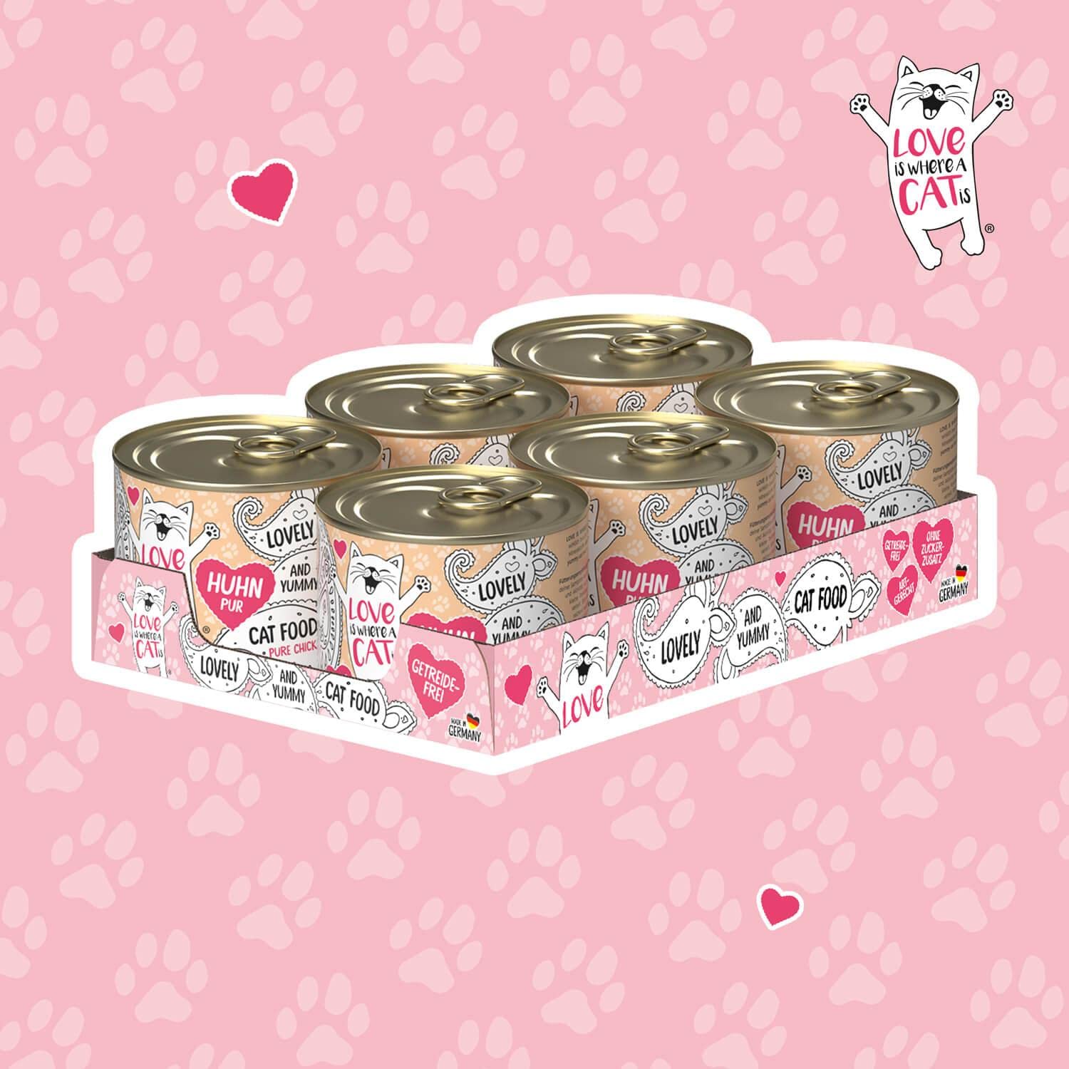 Love is where a cat is Huhn Nassfutter 6x200g getreidefrei