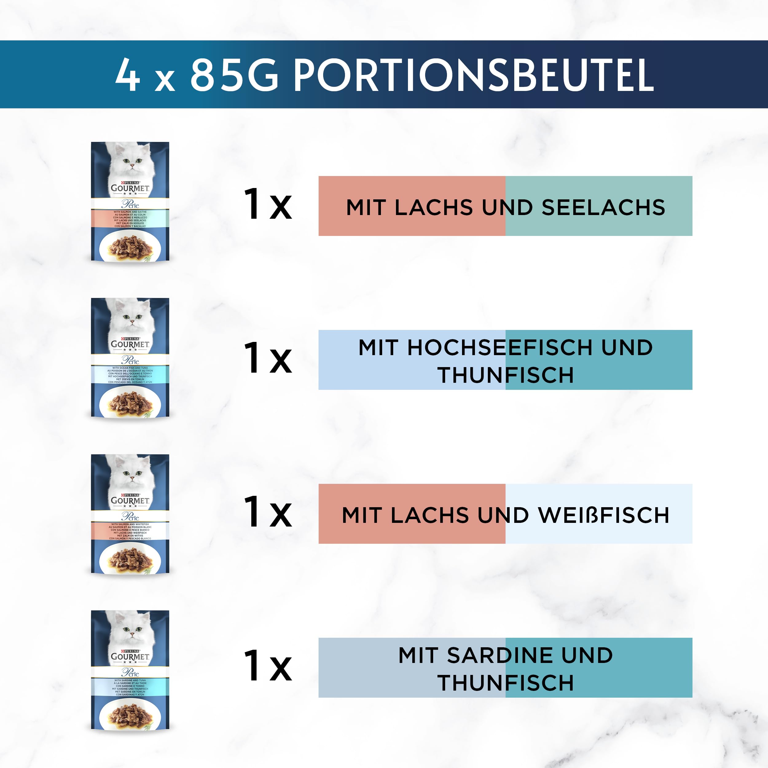 GOURMET Perle Duetto Sardine-Thunfisch Nassfutter 12er Pack Sauce