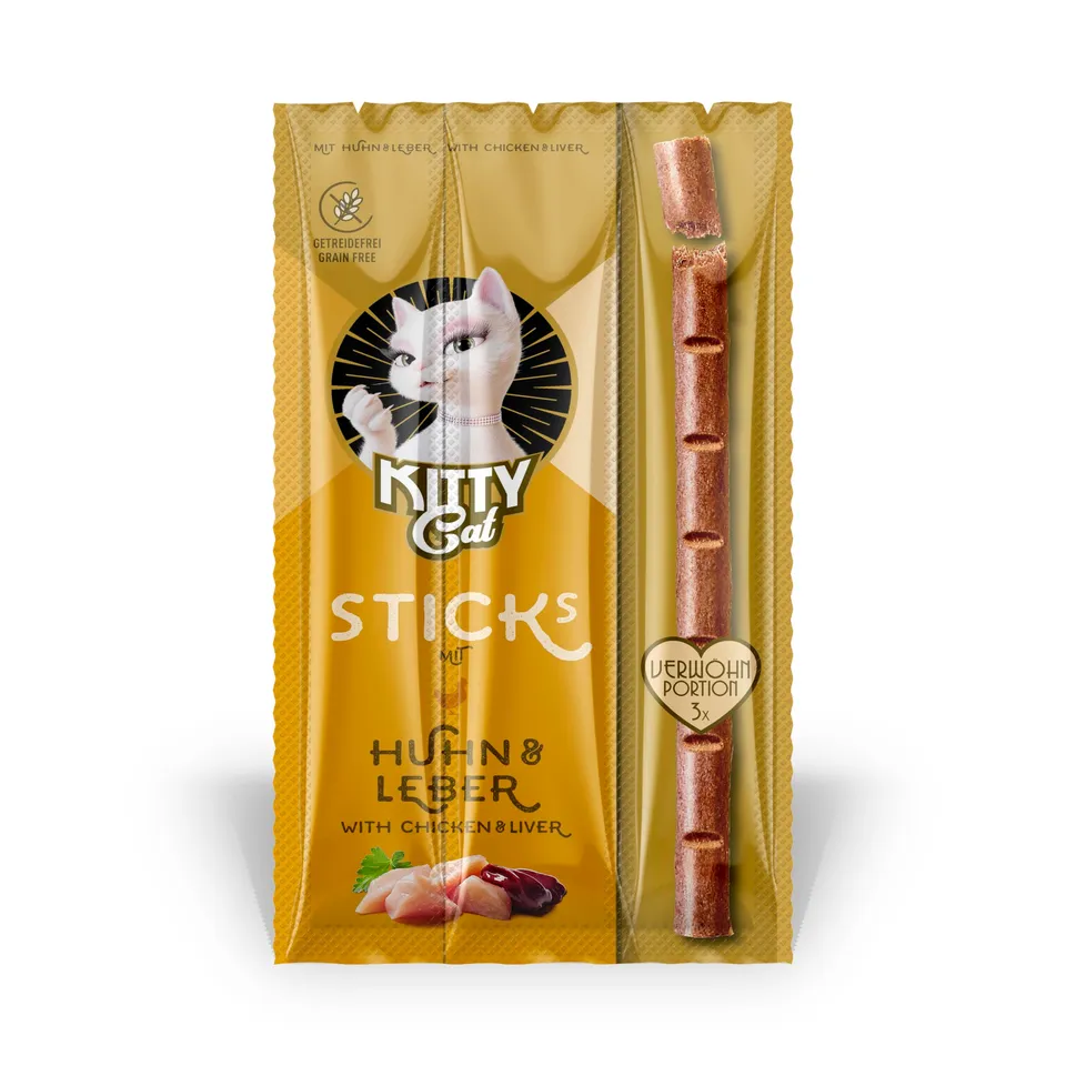 KITTY Cat Sticks Huhn & Leber Leckerlis 24x15 g zuckerfrei