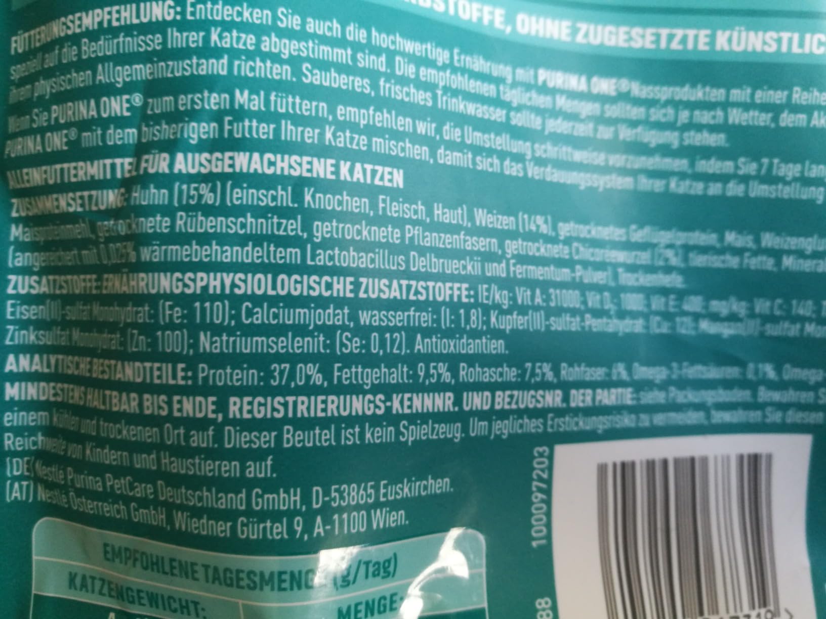 PURINA ONE Bifensis Light Trockenfutter Huhn 6x750g Gewicht