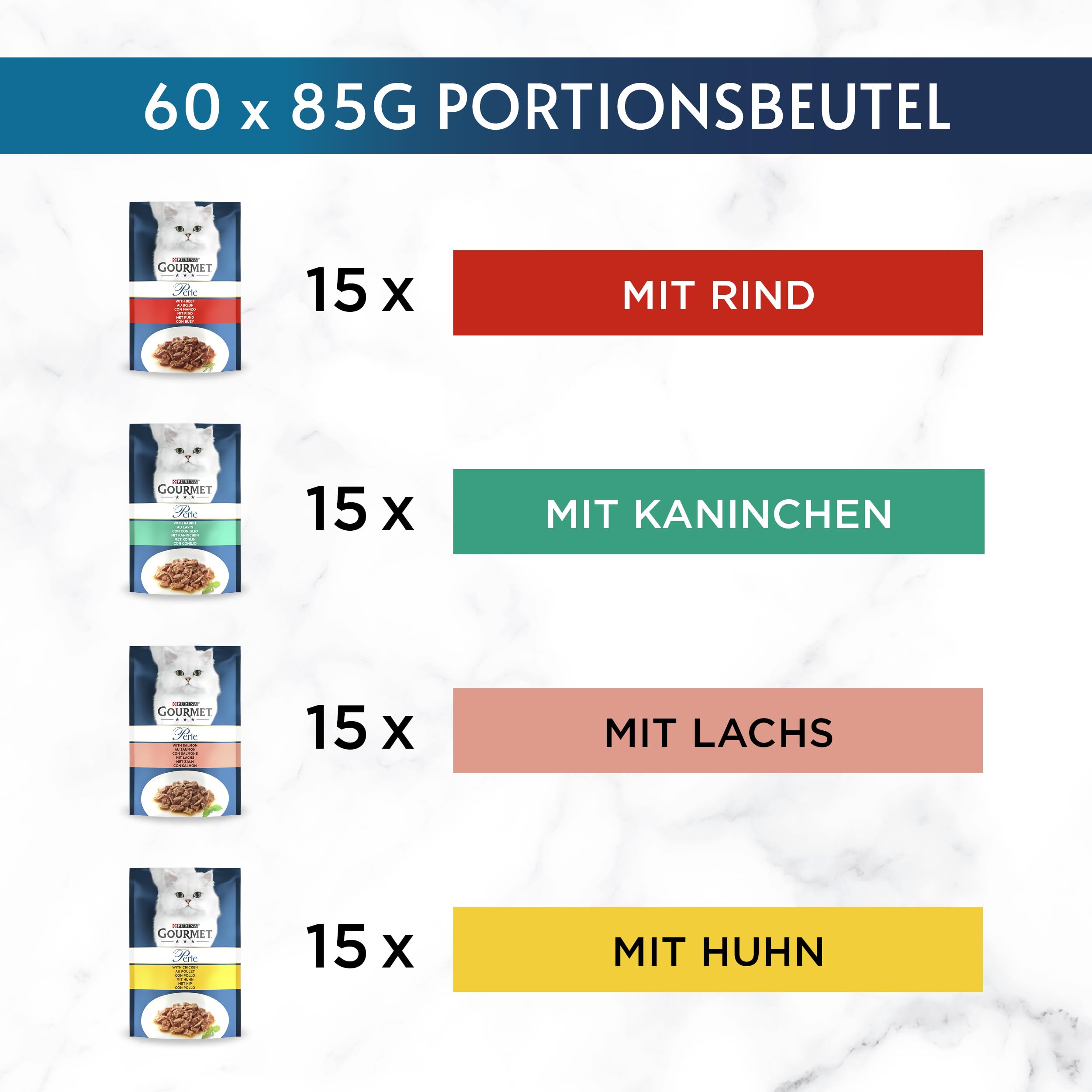 Gourmet Perle Erlesene Streifen Nassfutter Sorten-Mix 60x85 g