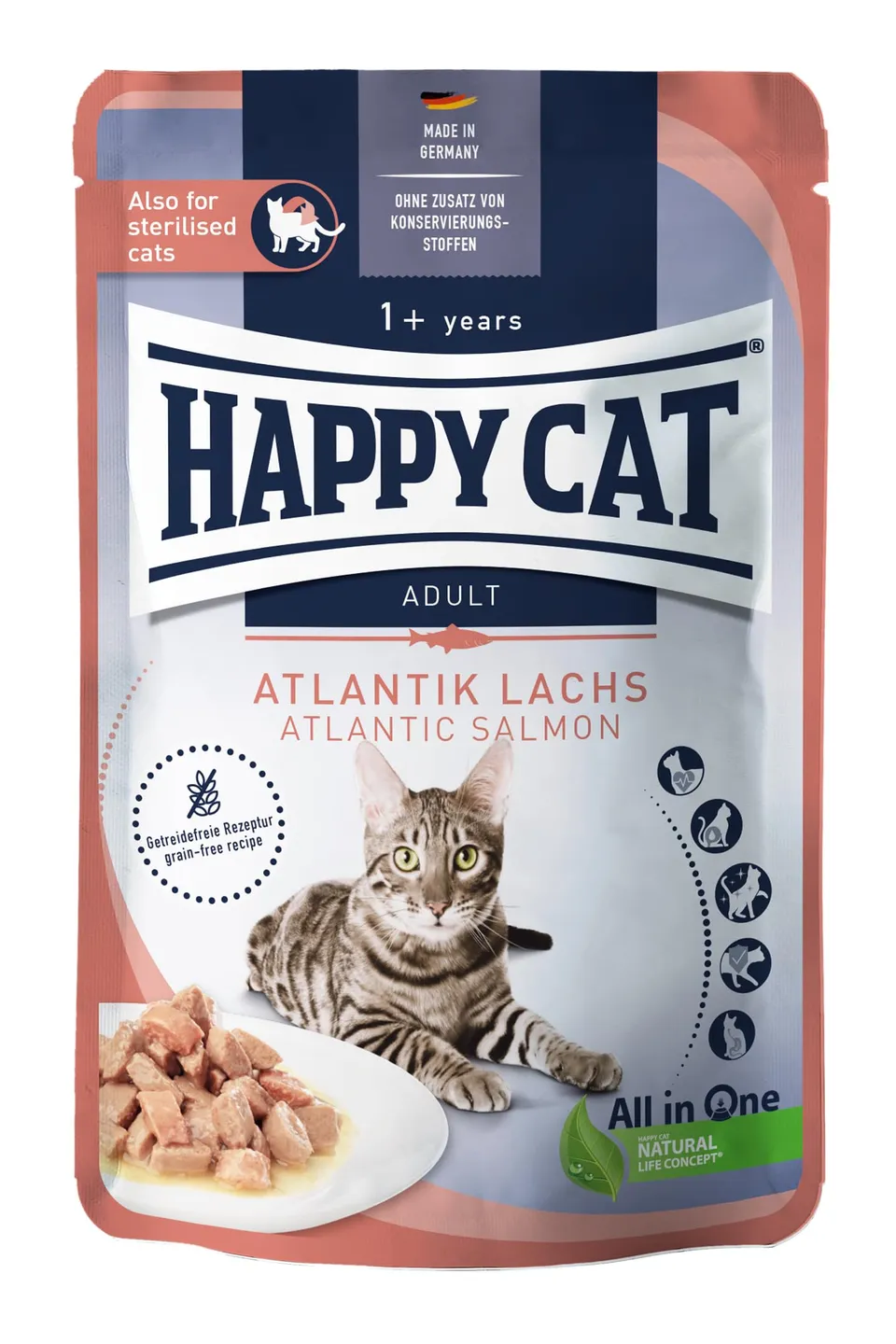 Happy Cat Meat in Sauce Lachs Nassfutter 85 g getreidefrei