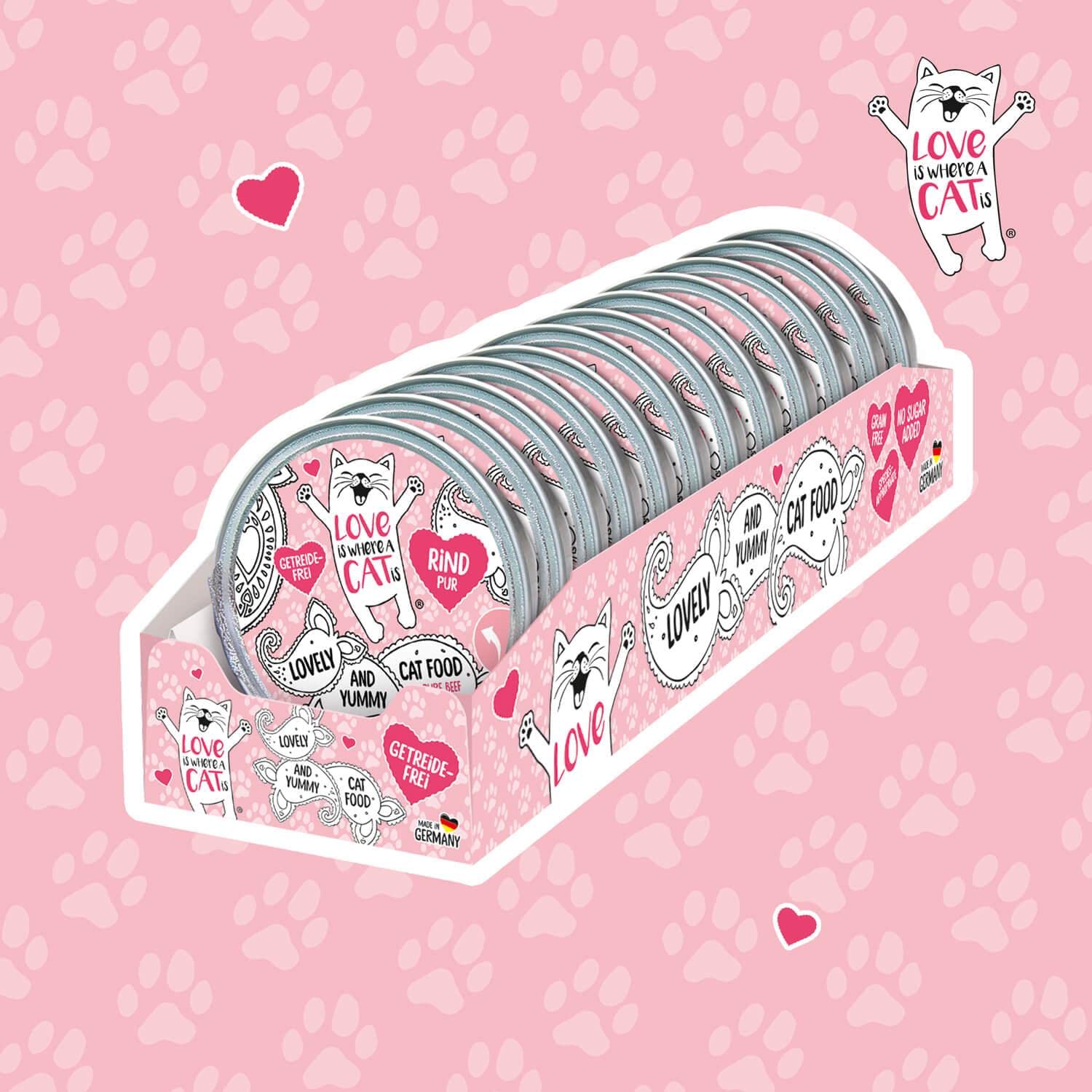 Love is where a cat is Nassfutter Rind 12x85 g getreidefrei