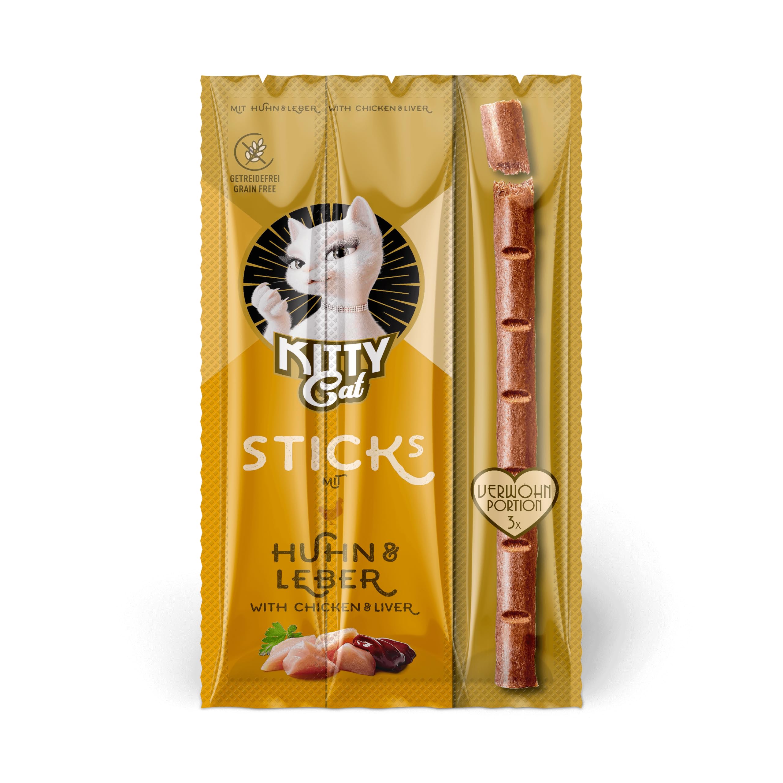 KITTY Cat Sticks Huhn & Leber Leckerlis 24x15 g zuckerfrei