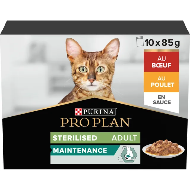 PRO PLAN Sterilised Rind-Huhn Nassfutter 10x85g in Sauce
