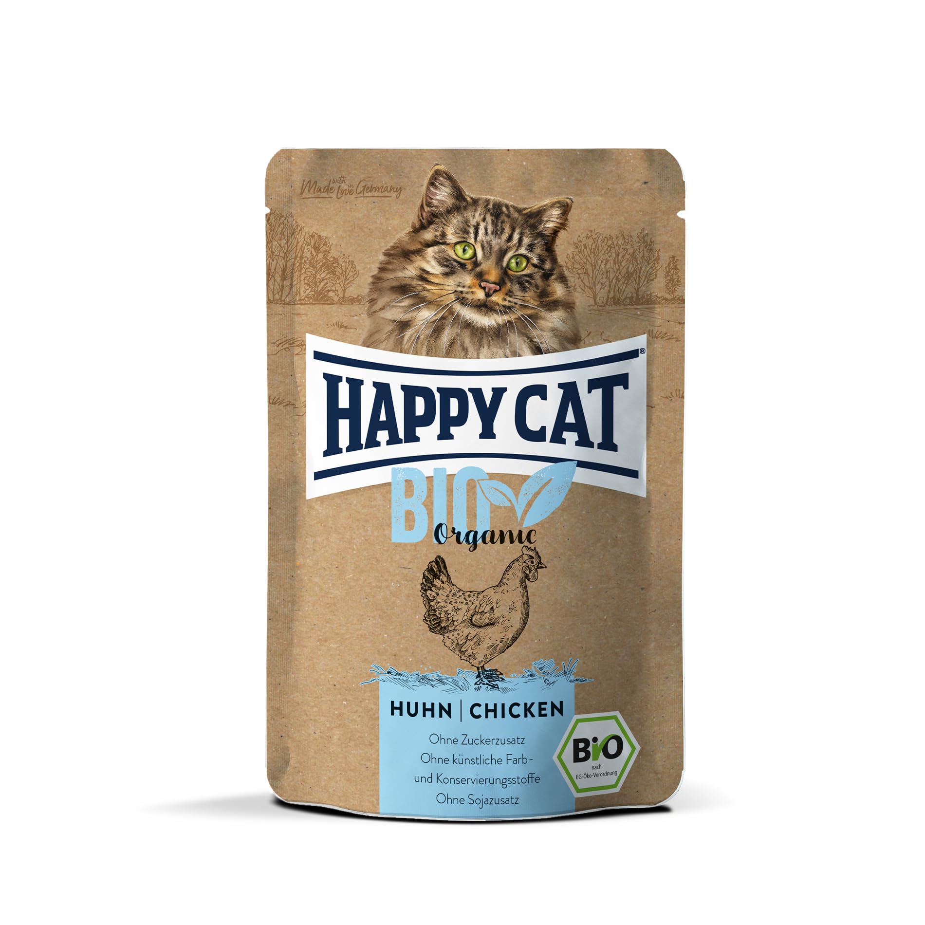 Happy Cat Bio Organic Nassfutter Huhn 85g getreidefrei