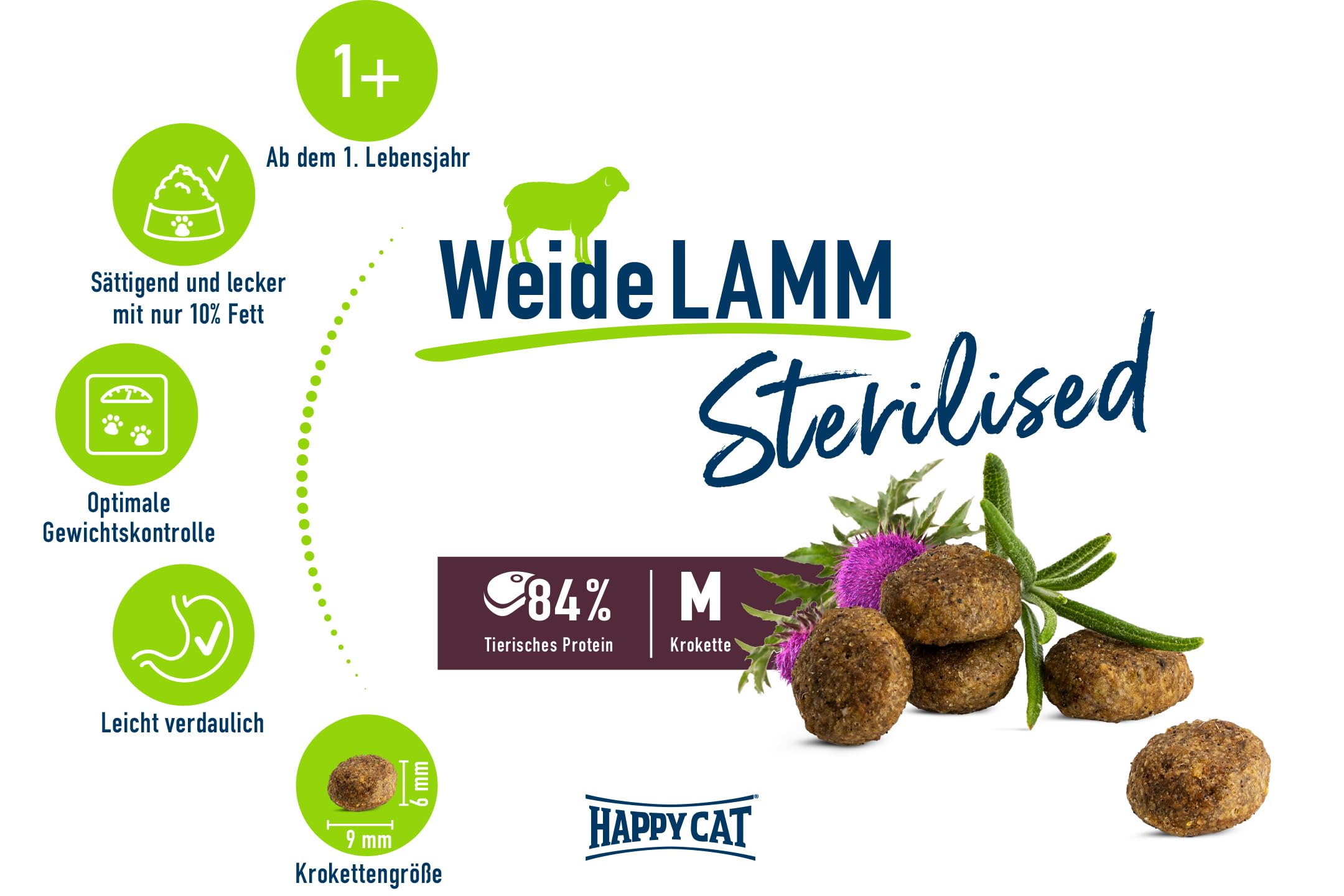 Happy Cat Sterilised Weide-Lamm Trockenfutter 4 kg