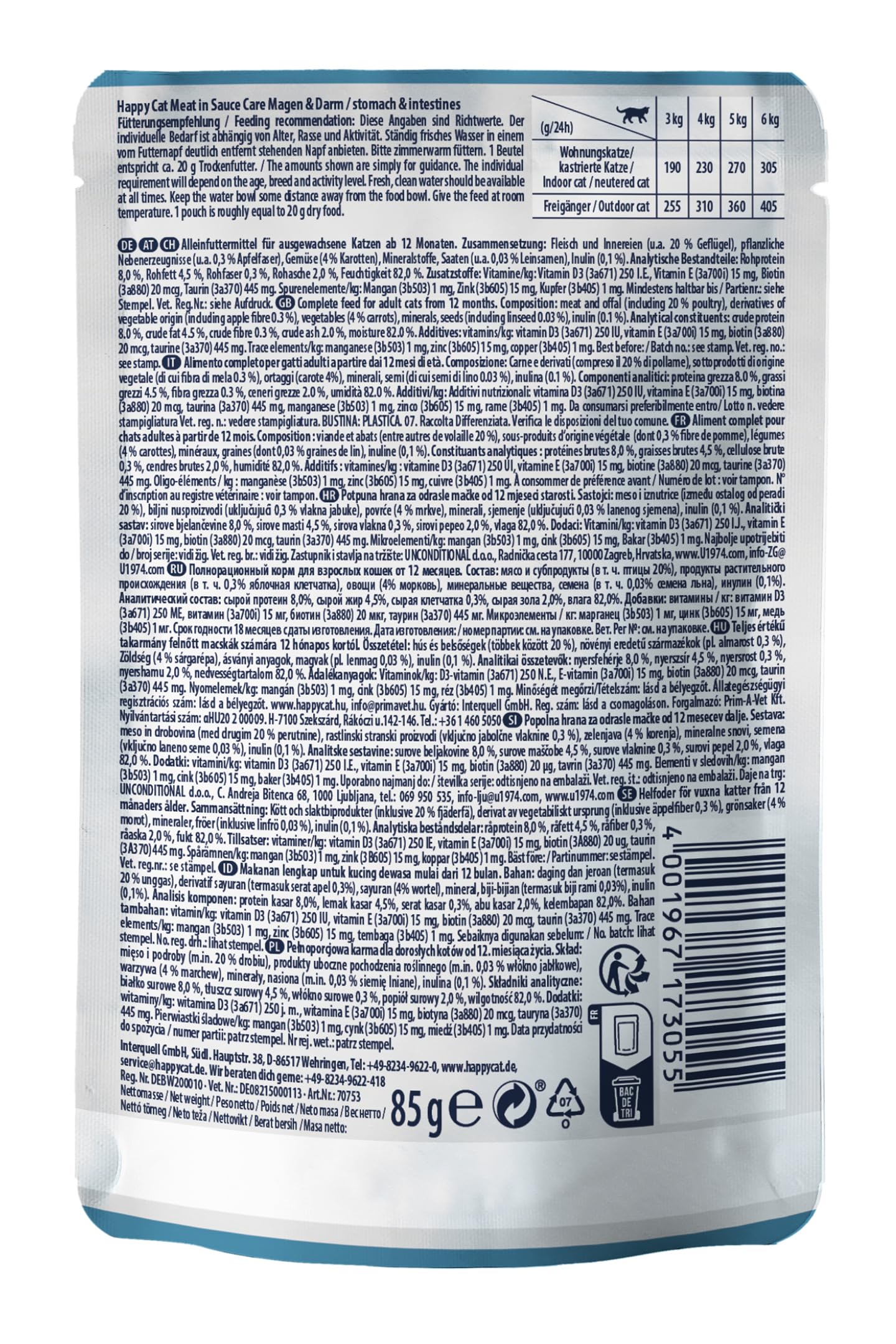 Happy Cat Meat Sauce Magen&Darm Nassfutter Geflügel 85g