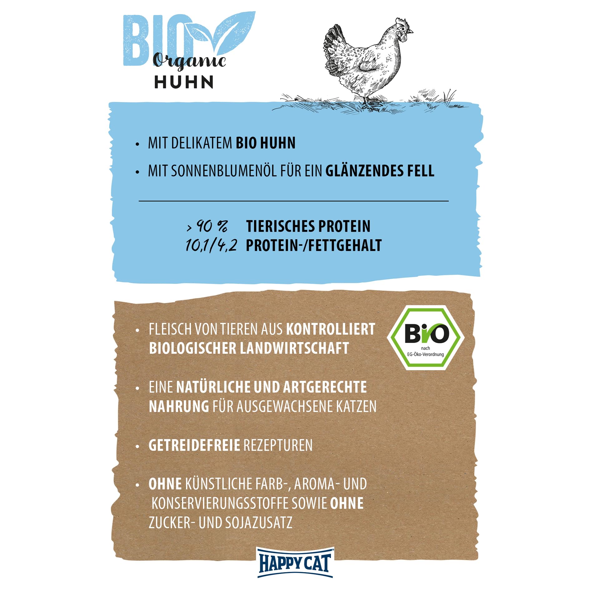 Happy Cat Bio Organic Nassfutter Huhn 85g getreidefrei