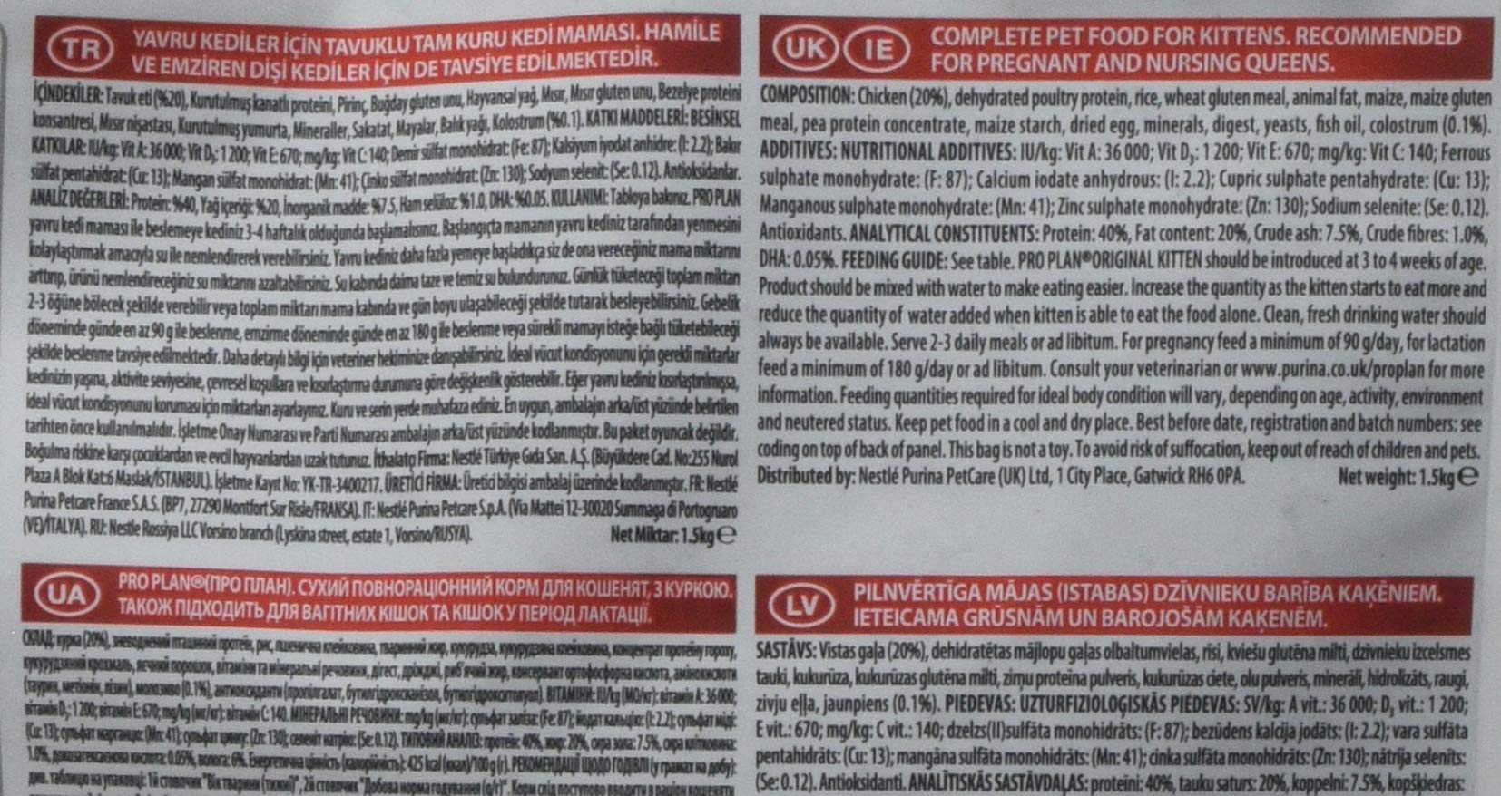 Pro Plan Original Kitten Trockenfutter Huhn 1,5 kg