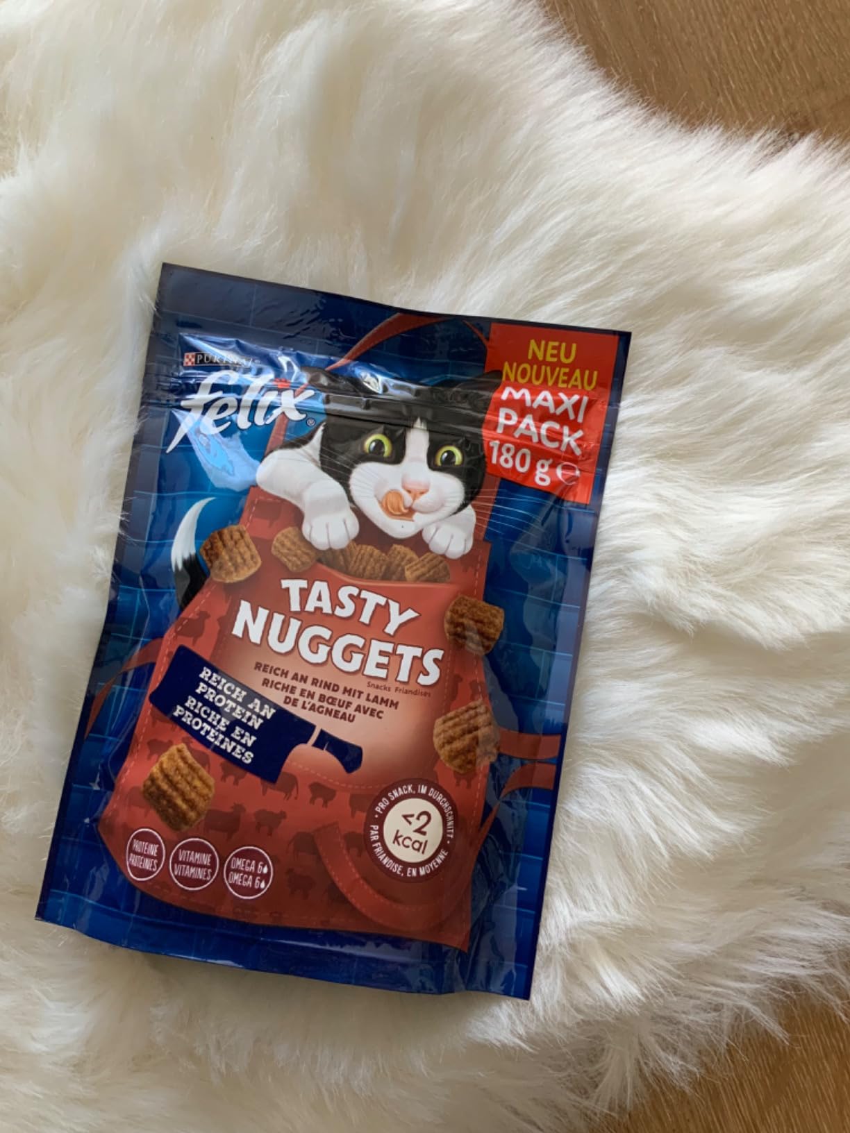 Felix Tasty Nuggets Rind Lamm Leckerli 6x180g für Katzen