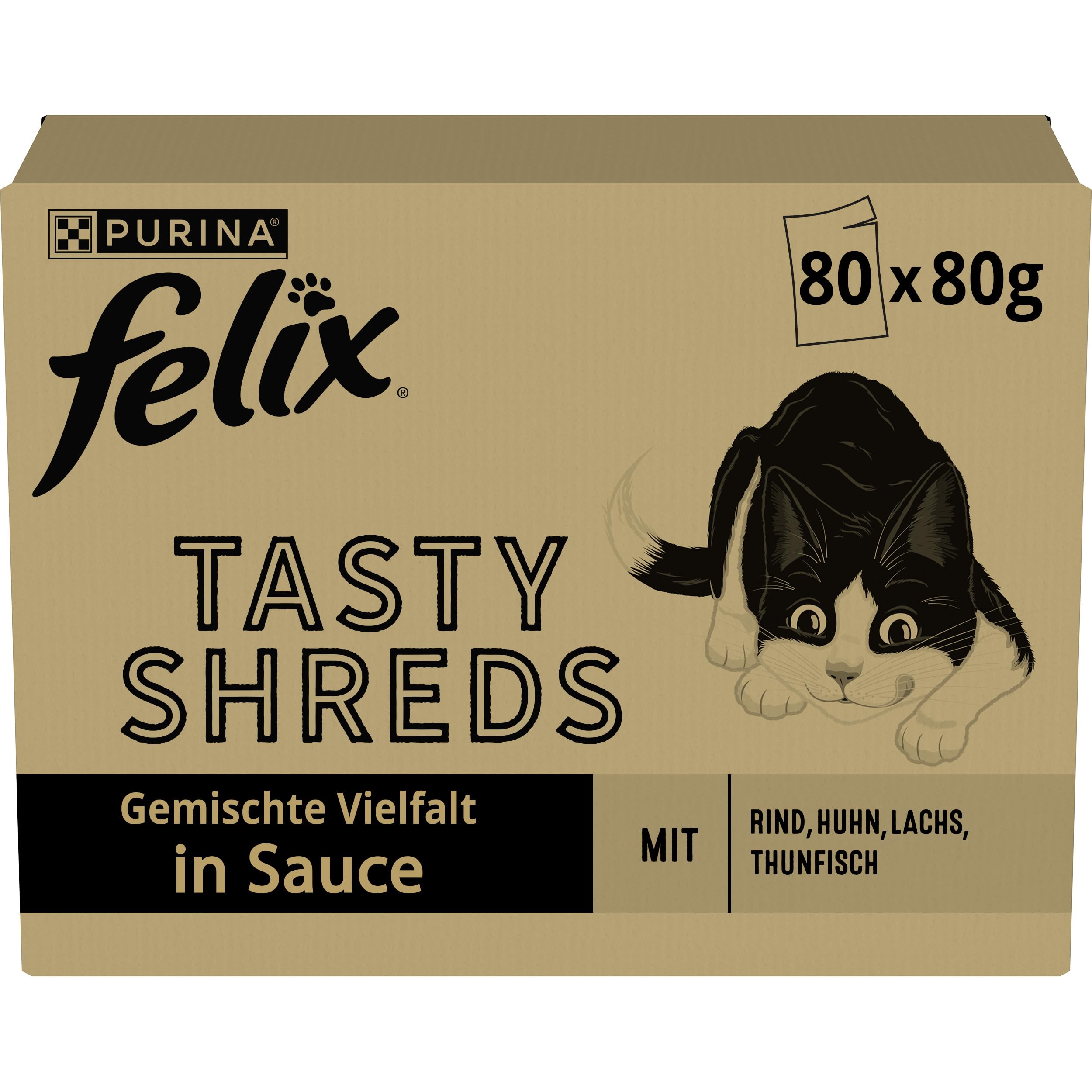 FELIX Tasty Shreds Nassfutter vom Land 60x80g mit Rind