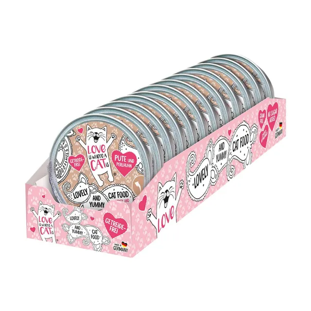 Love is where a cat is Nassfutter Pute Perlhuhn 12x85 g