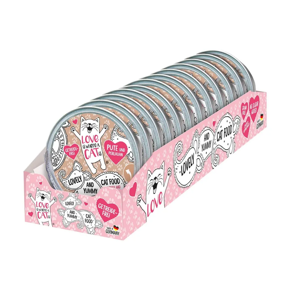 Love is where a cat is Nassfutter Pute Perlhuhn 12x85 g