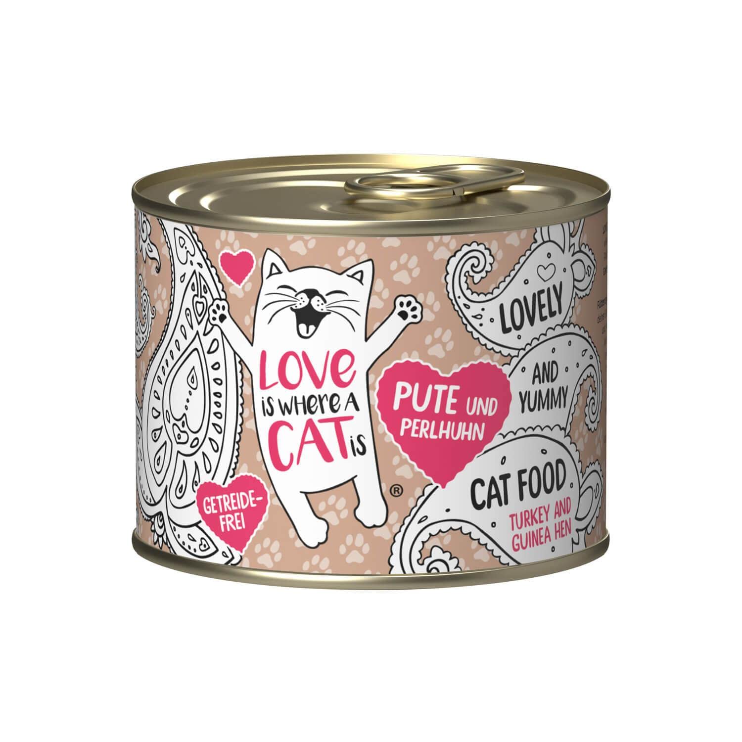 Love is where a cat is Dosen Pute Nassfutter 6x200g getreidefrei