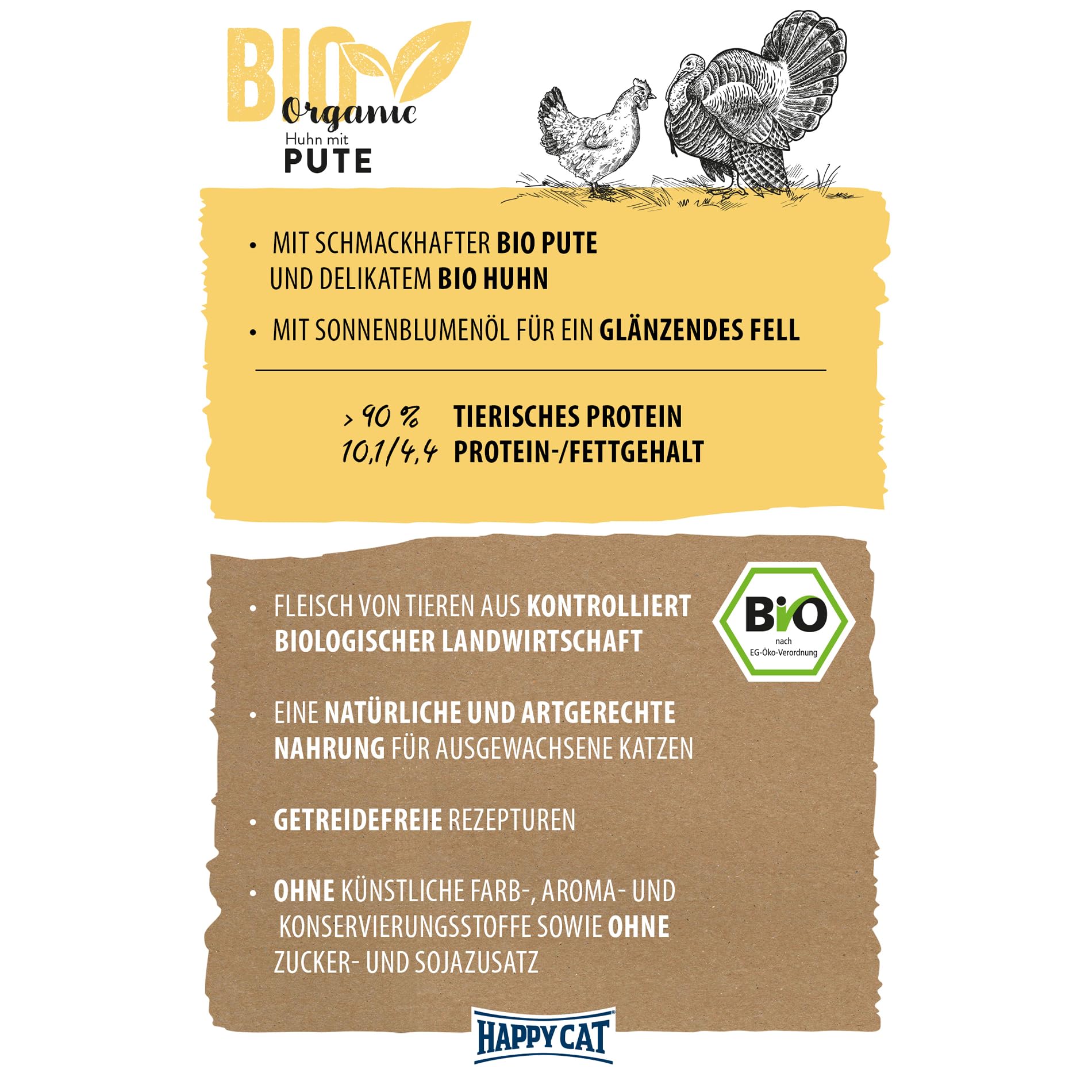 Happy Cat Bio Organic Nassfutter Huhn Pute 85 g