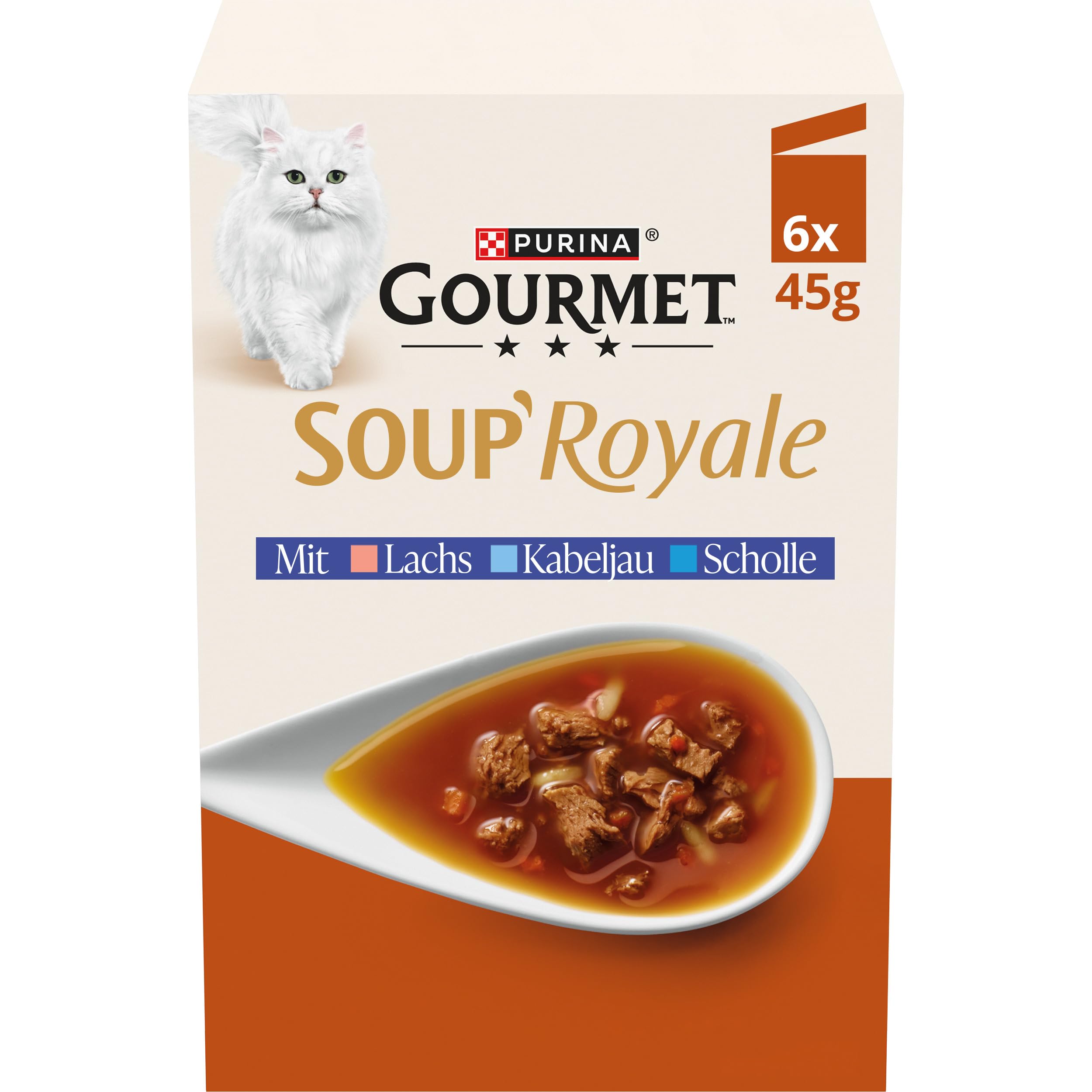 Gourmet Perle Soup Royale Katzensuppe Lachs 24x45g