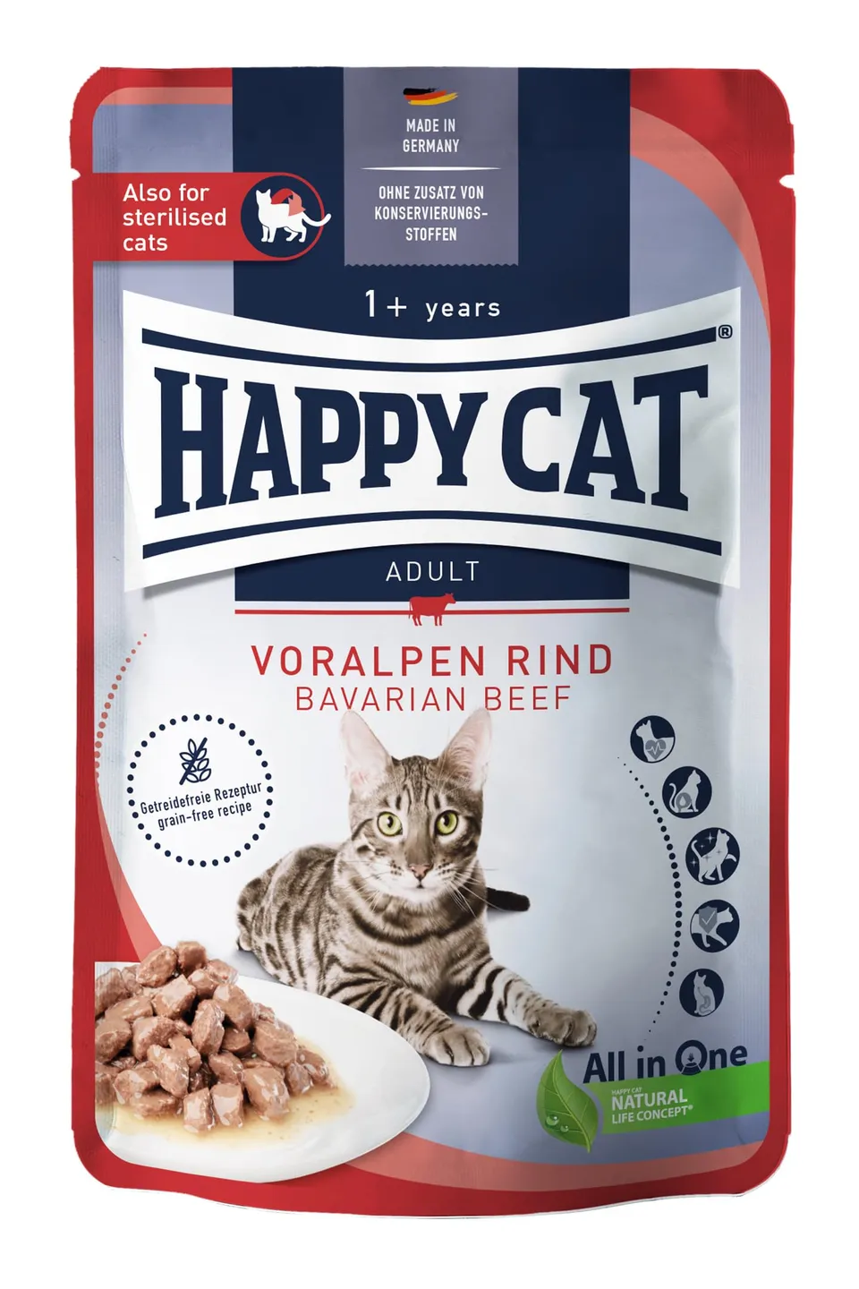 Happy Cat Meat in Sauce Nassfutter Rind Sauce 85 g getreidefrei