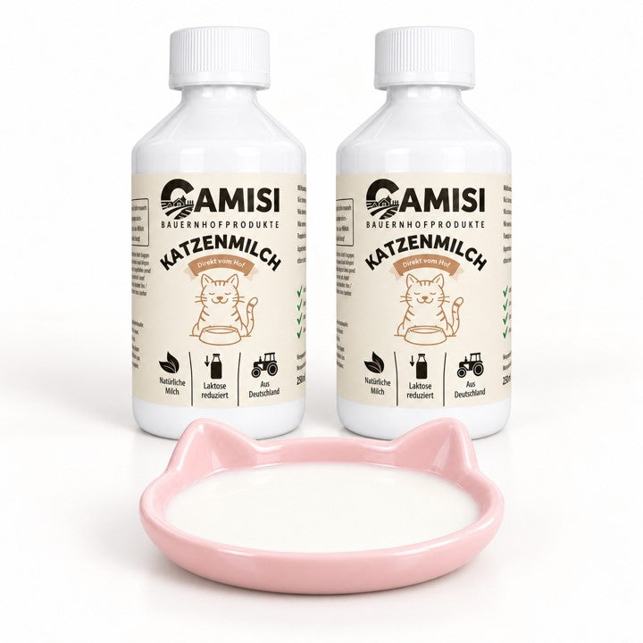 CAMISI Katzenmilch Set laktosereduziert mit Schale Bauernhof