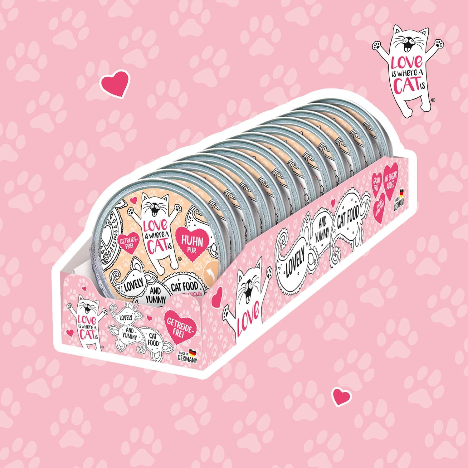 Love is where a cat is Nassfutter Huhn 12x85 g getreidefrei