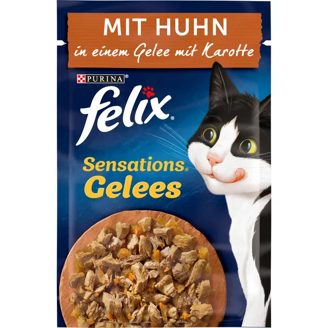 FELIX Sensations Huhn-Karotte Nassfutter 26x85g in Gelee