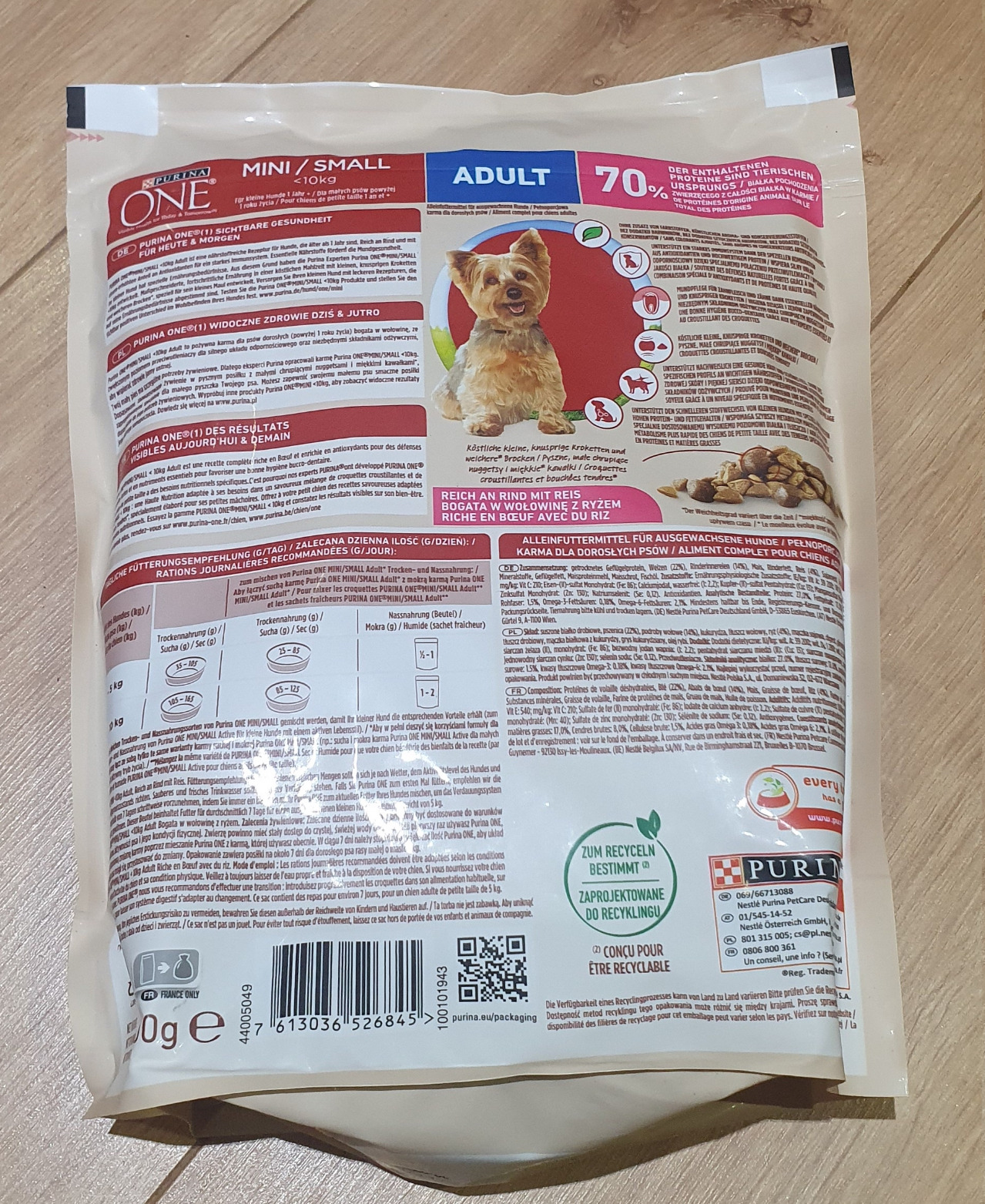 Purina One Mini Small Adult Trockenfutter Rind 8x800 g