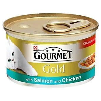 Gourmet Perle Genuss in Sauce Lachs Huhn Nassfutter 12x85g Sauce