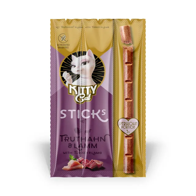 KITTY Cat Snacks Sticks Truthahn & Lamm Leckerlis 24x15g getreidefrei