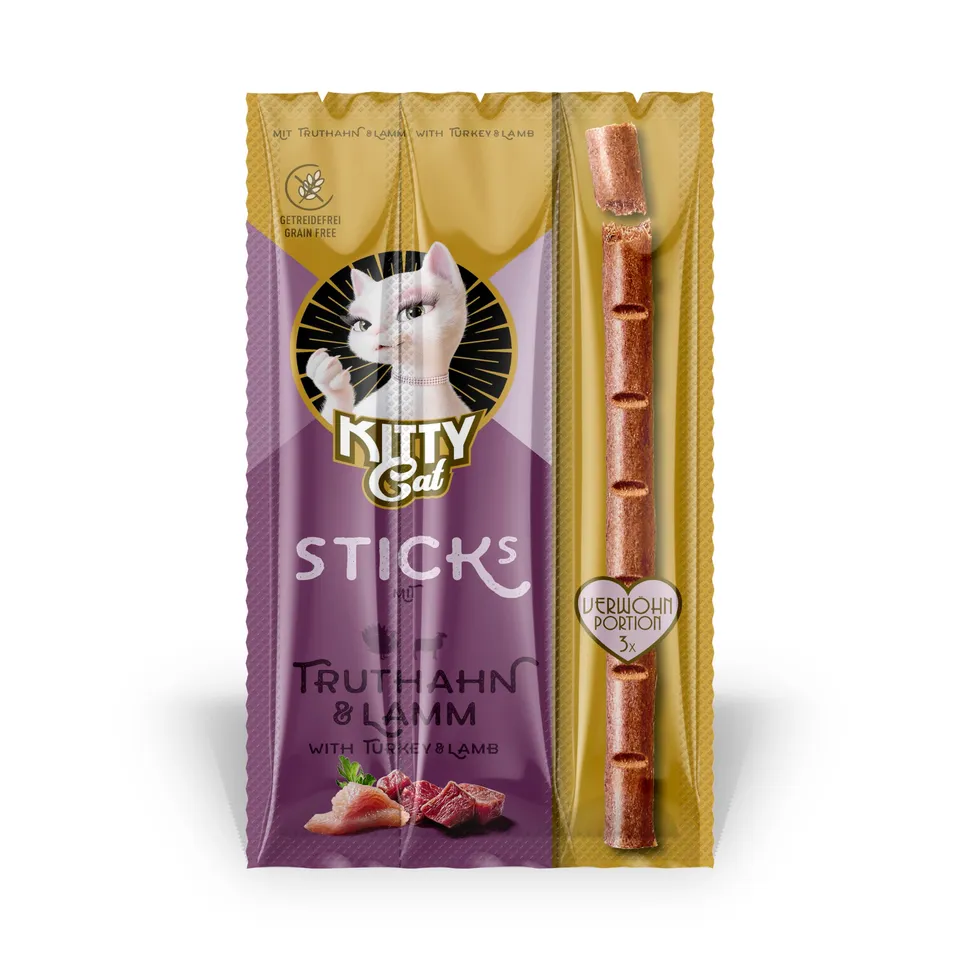 KITTY Cat Snacks Sticks Truthahn & Lamm Leckerlis 24x15g getreidefrei