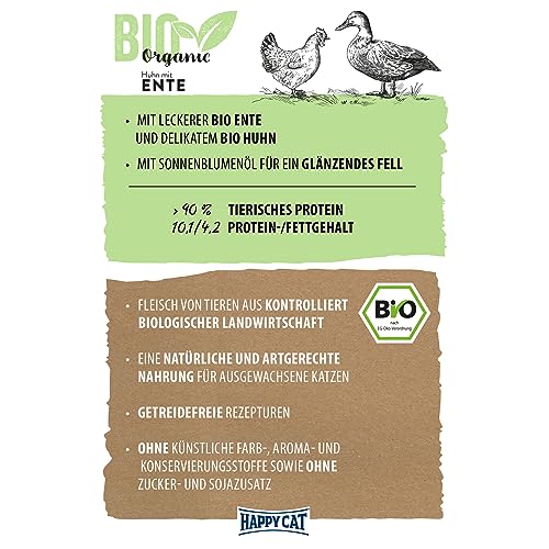 Happy Cat Bio Organic Nassfutter Huhn Ente 85 g