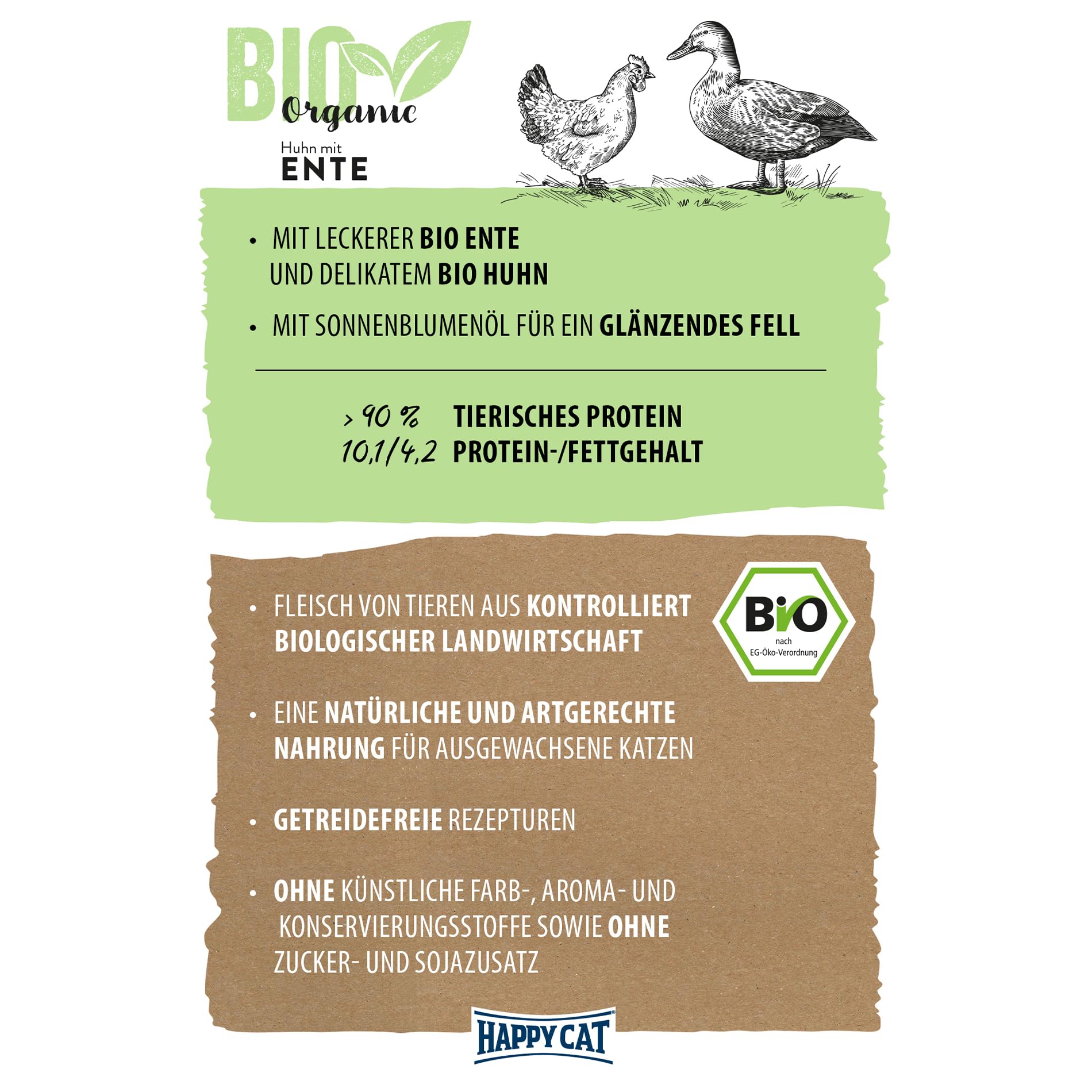 Happy Cat Bio Organic Nassfutter Huhn Ente 85 g