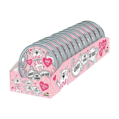 Love is where a cat is Nassfutter Rind 12x85 g getreidefrei