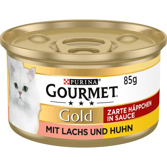 GOURMET Perle Häppchen Sauce Nassfutter Lachs Huhn 12x85g
